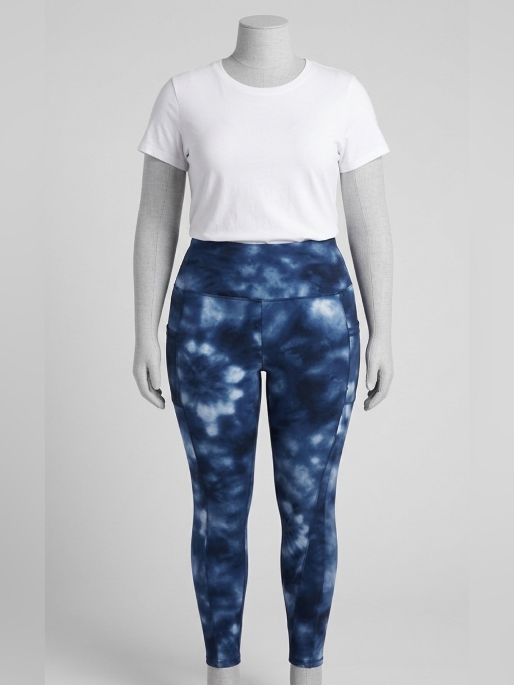 shosho Navy Tie-Dye High-Waist Leggings with Side Pockets